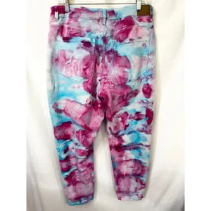 American Eagle Size 16 Jeans Handmade Tie Dye Mom Jeans‎ Pink Blue High Rise 974 thumbnail 2