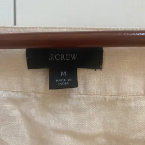 J.Crew Top Women M Cream Linen Square Neck Puff Sleeve Button Down Peasant Boho thumbnail 2
