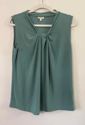 Talbots Sleeveless Knot Front Blouse in Sage Green, Size M thumbnail 1