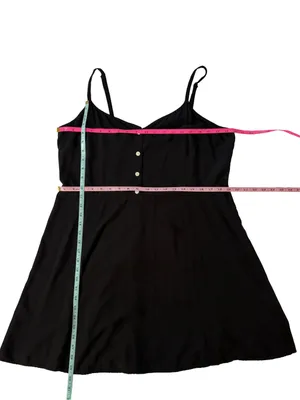 Gap Black Rayon Cami Mini Dress XL Button Front Shirred Back thumbnail 5