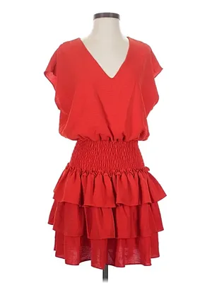 Red Smocked Dress Boutique Dress thumbnail 4