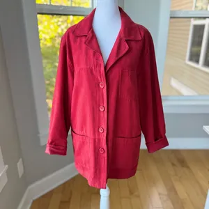 Vintage Coaco Red Faux Suede Chore Coat Utility Jacket Fully Lined Size Small thumbnail 9