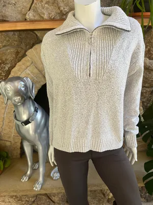 Old Navy Gray 1/4 Zip Cowl Neck Sweater Women's Size Large thumbnail 2