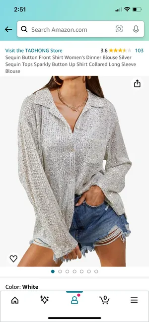 Amazon Sequin Button Down Blouse thumbnail 3