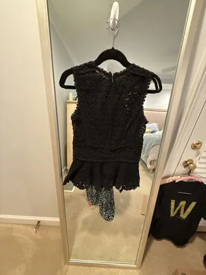 Rebecca Taylor Black Lace Eyelet Peplum Top thumbnail 4