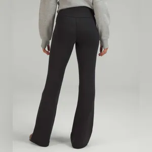 Lululemon Brushed Softstreme Ribbed Zip Flared Pant 32.5" Black.  Size 2 thumbnail 2