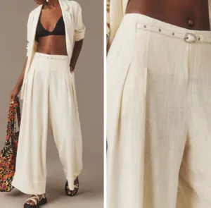 Anthropologie Linen Blend City Beach Trouser Pants, Size 6 thumbnail 2