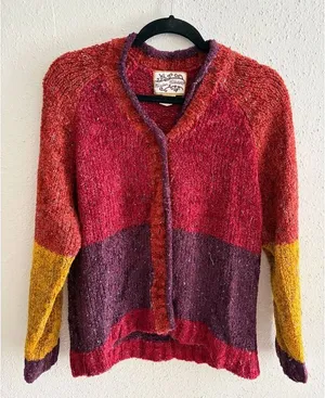 Vintage Heirloom Collectibles Colorblock Cardigan Sweater M Autumn Fall Chunky thumbnail 1