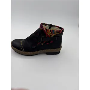 Rieker Felicitas Black Boots US 8 EU 39 Faux Leather Boho Knit Cuff Ankle thumbnail 9
