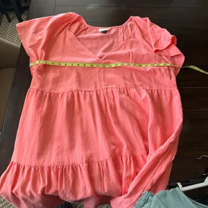 UNIVERSAL THREADS Coral Linen Blend V-Neck Boho Peasant Tiered Midi Dress XXL thumbnail 10