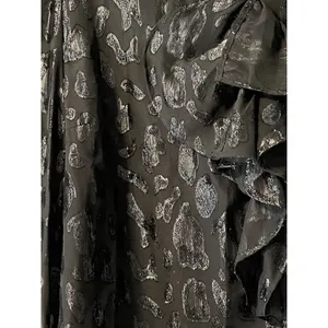 Zara Women XS Black Sheer Long Sleeve‎ Embroidered Top Blouse Ruffle Front thumbnail 7