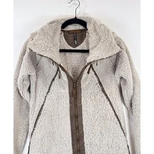 Kuhl Womens Flight Jacket Beige Avina Full Zip Sherpa Fleece Hooded Outdoor XS thumbnail 7