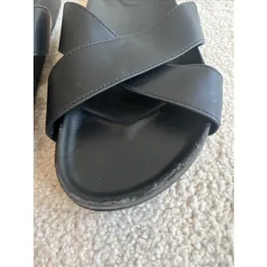 Birdies The Robin Slide Sandals Shoes Black Leather Festival Boho Beach thumbnail 3