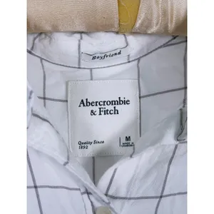 Abercrombie & Fitch Windowpane Button Up Shirt Size M White Black Coastal Preppy thumbnail 4