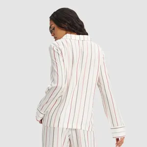Cozy Earth Woven Long Sleeve Pajama Top Cottage Stripe Size Medium thumbnail 4