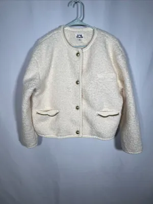 Future Collective Womens Teddy Lady Chain Jacket Large White/Cream Gold thumbnail 2