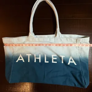 Athleta Blue White Ombre Canvas Tote Bag Large Cotton Shopper S/746931-00 thumbnail 2