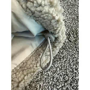 Hollister Cropped Sherpa Fleece Zip Front Jacket XL Beige Teddy Boxy Coat thumbnail 7