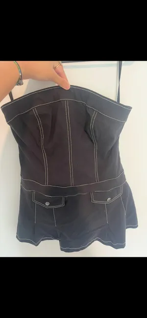 Urban Outfitters Strapless Romper Black thumbnail 2