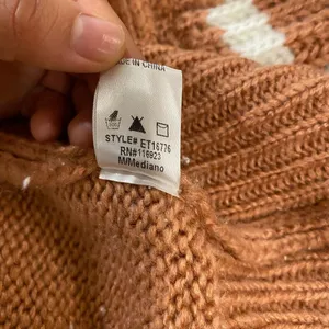 Easel Los Angeles Brown Knit Cardigan White Stripe Sleeves Open Front Size M thumbnail 12