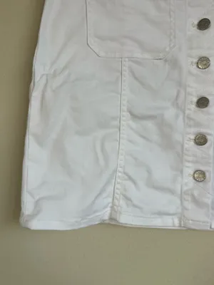 Madewell White Denim Button Front Skirt thumbnail 8