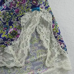 Victoria's Secret Blue Floral Lace Trim Cami Romper Small‎ thumbnail 4