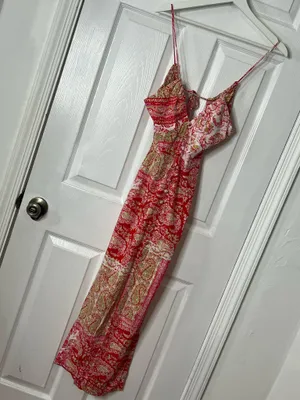 Zara Paisley Slip Midi Dress Front Slit Boho Beachy Coquette Festival Summer Size S thumbnail 3