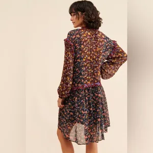 Anthropologie Sheer Floral Flowy Dress size Medium thumbnail 2