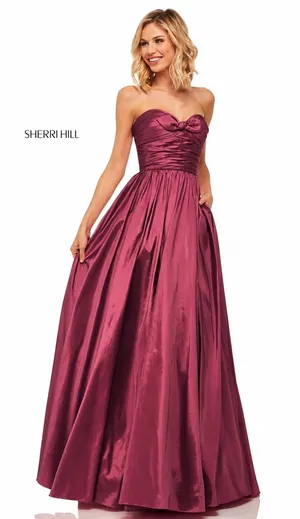 Sherri Hill 52833 Berry Taffeta Strapless Ball Gown Sz 6 NWT‎ thumbnail 1