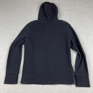 Lauren Ralph Lauren Sweater Womens S Black Cotton Hooded V Neck Side Zip Knit thumbnail 9
