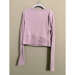 Wild Fable Ribbed Surplice V-Neck Crop Top Womens Small Lavender Long Sleeve thumbnail 3