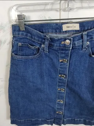 Gap 1969 Blue Button Front Skirt thumbnail 2
