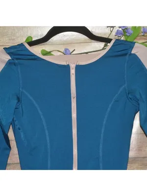 Body Glove One Piece Swimsuit Teal Blue Size S Open Back Long Sleeve Zip Front thumbnail 2