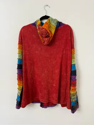 {L/XL} Greater Good Patchwork Rainbow Zip Jacket Red Size L thumbnail 7