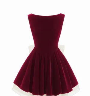 Cider red velvet boat neck dress thumbnail 1