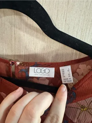 Women’s LOGO Floral Peasant Blouse - Rust Pink and Brown Size Large thumbnail 3