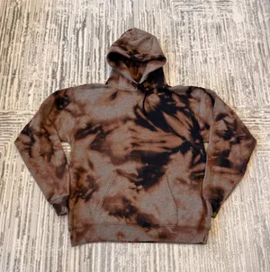 Hanes women's medium brown/black tie-die hoodie sweatshirt thumbnail 1