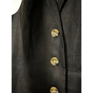 Plaza South Petite Black 100% Linen Sleeveless Button Front Collared Dress 6P thumbnail 5