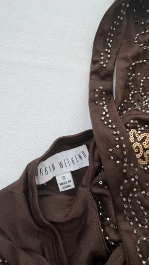 Halter beaded top Brown thumbnail 2