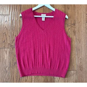 L.L. Bean cashmere wool cableknit vneck sweater vest large thumbnail 3