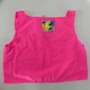Shell Shack Vintage 80s Surf Crop Top Womens Size M Neon Pink Nylon‎ Retro Y2K thumbnail 1