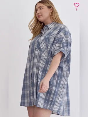 New!Entro Boutique Plaid collared button half sleeve mini dress Size 2X thumbnail 4