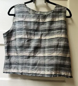 Vtg French Connection Top 12 Silk Striped Earthy Sleeveless Boho Celestial Earth thumbnail 1