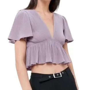 Urban Outfitters Rori Ribbed Plunging Babydoll Top thumbnail 2