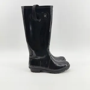 Itasca Womens Black Glossy Waterproof Rubber Rain Boots Size 9 Tall Utility thumbnail 2