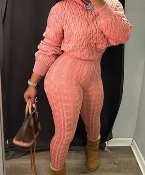 Grey Cable Knit Jumpsuit thumbnail 1