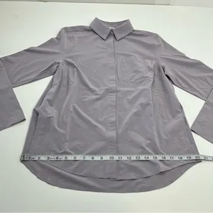 Athleta Everlasting Top‎ Womens Size XS Light Purple Grey Button Front *FLAW thumbnail 13
