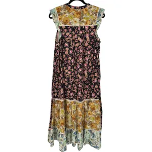 Anthropologie Sleeveless Ruffled Patchwork Floral Tiered Midi Dress Size Large thumbnail 6