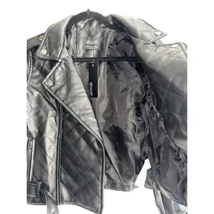 Stoosh Women Size M Faux Leather Moto Jacket Zippers Fitted Cropped Black Womens thumbnail 5