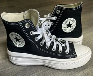 Converse Women’s Black and White Platform High Top Canvas Sneakers Size 8 thumbnail 1